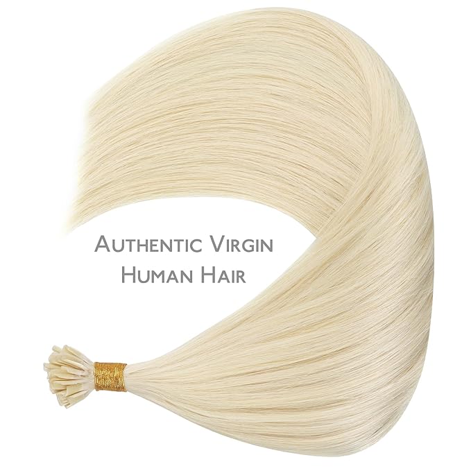 WENNALIFE U Tip Hair Extensions Human Hair, 50g 50s 14 Inch Platinum Blonde Remy Hair Extensions K Tip Hair Extension Real Human Hair Invisible Straight Keratin Hair Extensions