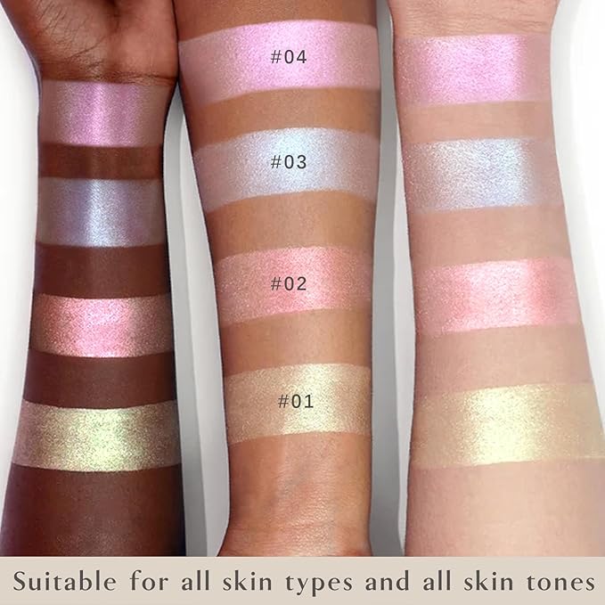 4 Colors Holographic Multichrome Glitter Eyeshadow Palette, Chameleon White Color Shift Glitter Iridescent Baked Eyeshadow Powder, Sparkling Smooth Shimmer Face Highlighter Fairy Makeup 01