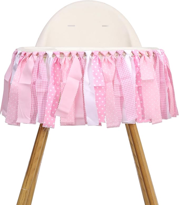 Pink and White Gingham Banner/Garland - Pink Gingham Banner for Baby Shower,First Birthday High Chair Bunting for Girl,Wall Hanging, Nursery Decor