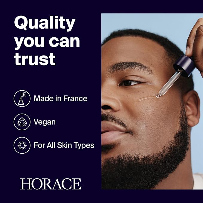 HORACE Hyaluronic Acid + Panthenol Face Serum for Men – Advanced Moisturising Facial Treatment for Dry Skin, Dehydration Lines, and Elasticity – Vegan Skincare for All Skin Types – Unscented, 30ml
