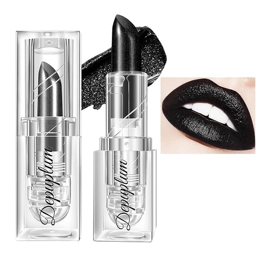 Halloween Black Lipstick Shimmer Black Body Paint Stick for Women Waterproof Dark Long Lasting Lipsticks Gothic Zombie Vampire Cosplay Cruelty Free Lipstick, DU-ShimmerBlack