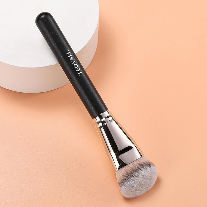 TEOYALL Flat Angled Foundation Brush, Large Dense Synthetic Bristles Kabuki Brush for Base Makeup with Liquid Cream Powder