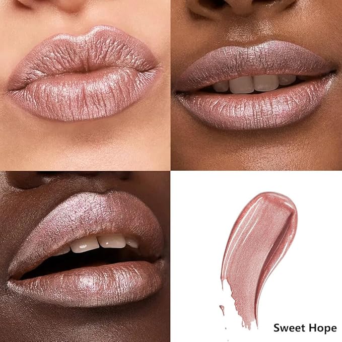 Metallic Liquid Lipstick Nude Pink – High Pigment Long-Lasting Waterproof Lip Gloss with Metallic Finish, Smudge-Proof, Non-Sticky, Lightweight Lip Makeup for Party & Daily Wear (Sweet Hope)