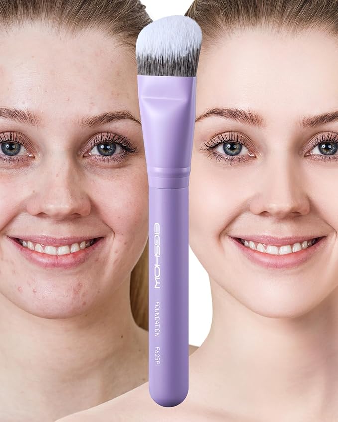 Foundation Brush, EIGSHOW Pro Slanted Foundation Brushes with Silver Ion Bristle - Kabuki Brush for Powder Liquid Cream Buffing Blending (F625P)