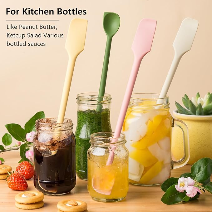 Four piece mini cosmetic scraper set, silicone scraper set, mini scraper as a can spatula, can be used for food bottles, small lotion bottles and other containers