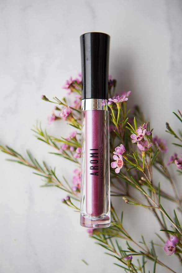 Aromi Sugared Mauve Metallic Liquid Lipstick, Purple Pink Lip Color with Shimmery Finish, Raspberry Mulberry Lipstick, Long-Lasting (Sugared Mauve)