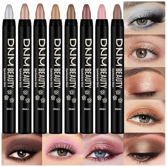Kaely 8Pcs Cream Eye Shadow Sticks Set, Matte Shimmer Eyeliner Pencil Eyeshadow Palette Makeup, Eye Highlighter Brightener Stick for Older Women Waterproof Pigmented, sombras para ojos 05