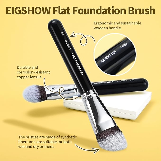 EIGSHOW Domed Foundation Brush, Large Face Makeup Brush with Soft Dense Synthetic Bristles for Blending Liquid Cream Powder (F628)