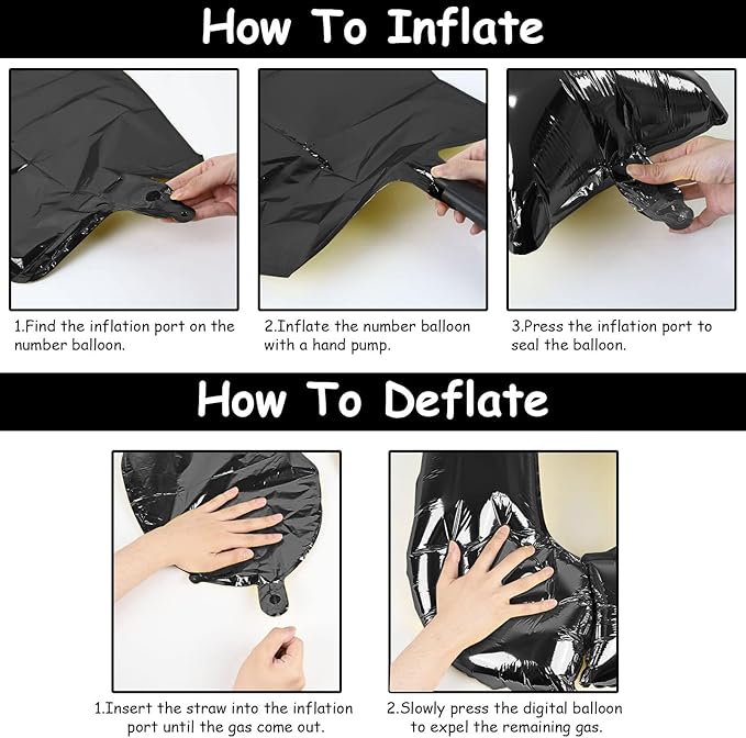 40 Inch Balloon Number 7 Black, Large Foil Number Balloons Set 0-9, Digital 7 Helium Balloons for Girls Boys Men Women 7th 17th 70th Birthday Anniversary Graduation New Year's Eve Party Decoration