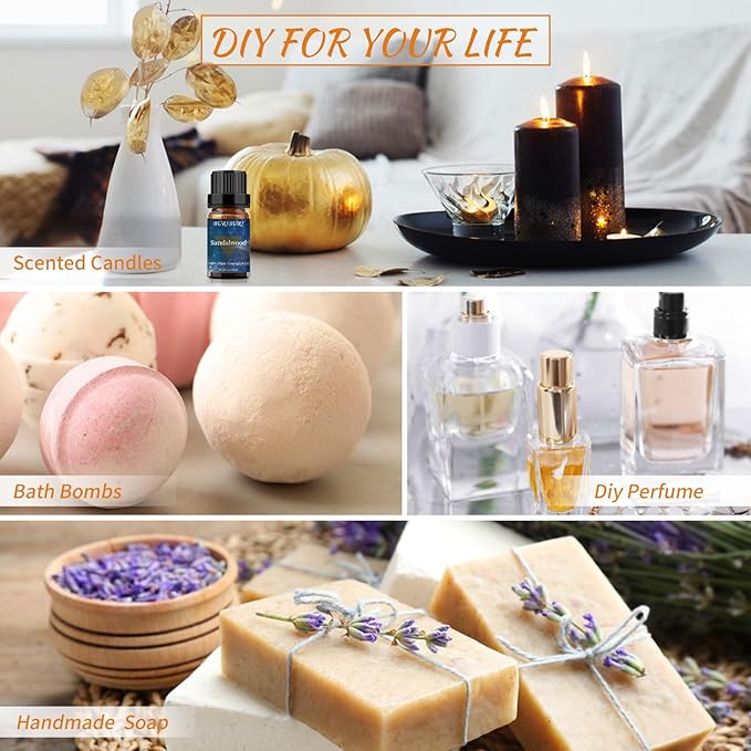 Sandalwood Essential Oil 2Pack for Massage, Diffuser, Humidifier - 100% Pure Sandalwood Oil 10ml