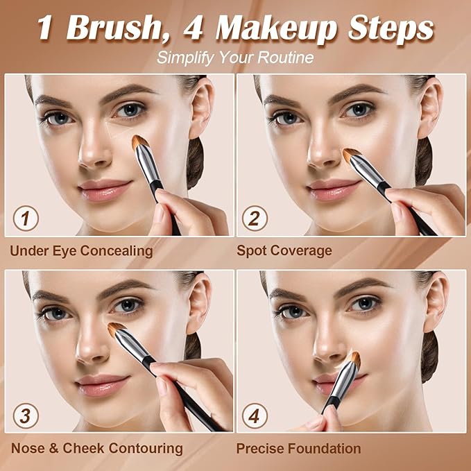 Triangle Concealer Brush,Under Eye Concealer Brush for Dark Circles & Blemishes, Small Foundation Brush with Soft Bristles Wooden Handle, Precise Coverage Contour Blending