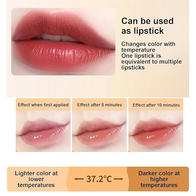 Transferproof Color Changing Lipstick, Gold Crystal Ph Lipstick Color Changing, Clear Lip stick That Changes Color, Hydrating Non-Sticky for Women,Vivid Color, Long Lasting Moisturizing Lip Glow