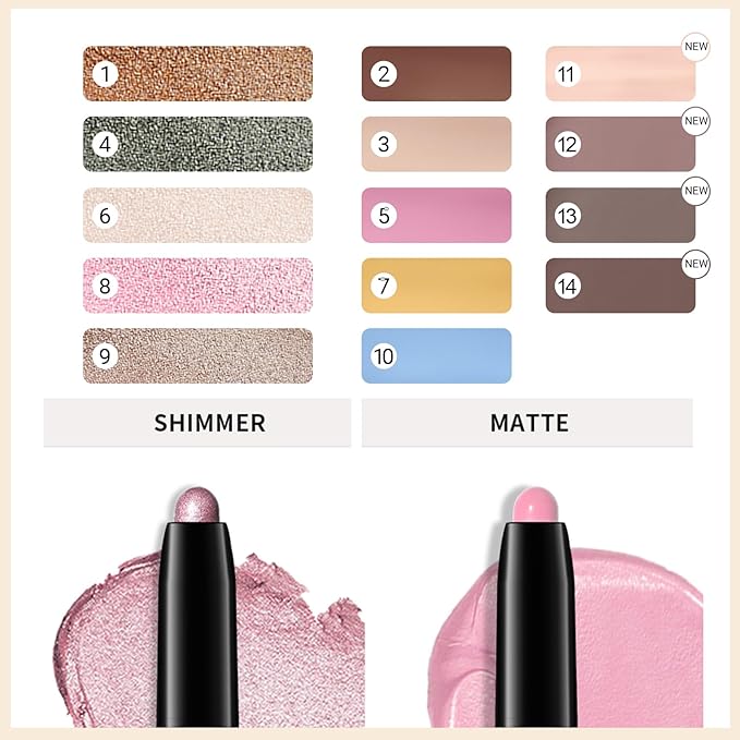 Erinde Waterproof Eyeshadow Stick, Cream Eye Shadow Stick, Long-Lasting, Crease-Proof, Cream to Powder Buildable & Blendable Eye Shadow Pencils Crayon, Vegan & Cruelty-Free, 11 Nude Beige