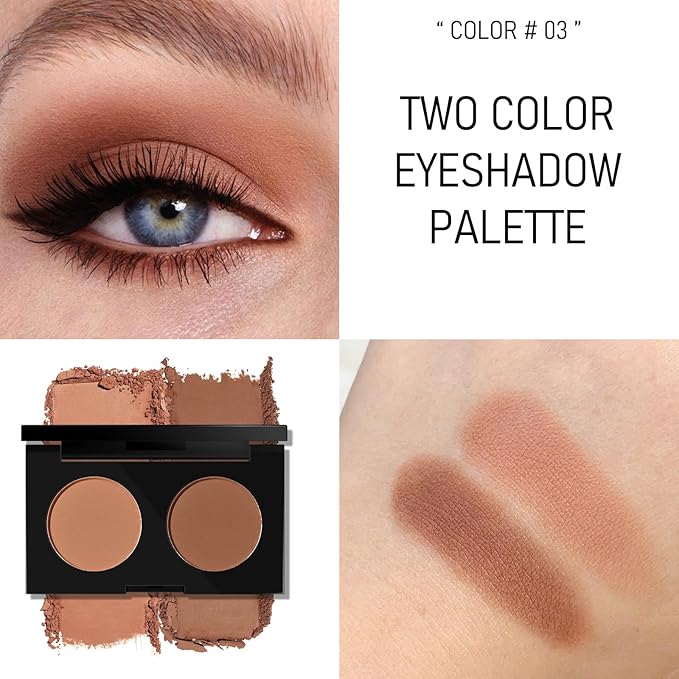 KYDA 2 Color Eyeshadow Palette, Taupe Brown and Matte Nude Eyeshadow Powder, Highly Pigment, Soft and Blendable Makeup for Daily Look -03