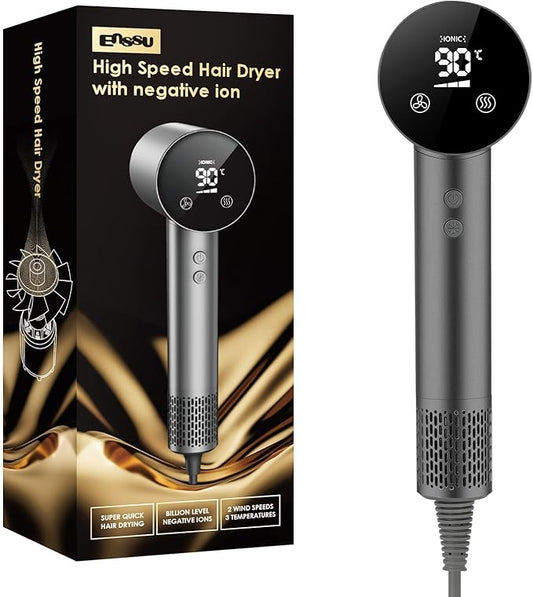 Professional Ionic Hair Dryer - 110,000RPM High-Speed,Lightweight,1500W Powerful Blow Dryer with Cool Shot Button,Dual Voltage,Concentrator Nozzle & Smart Temperature Control for Fast Drying