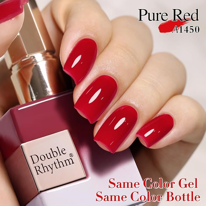 Double Rhythm 15ML Gel Polish Pure Sheer Same Color Same Bottle Soak Off Gel Polish Art Manicure Salon DIY at Home for Women (Jelly Red-A1450)