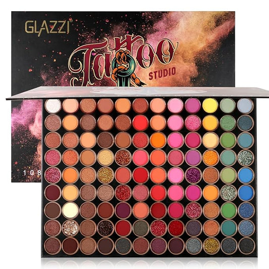 Eyeshadow Palette 108 Color Highly Pigmented Matte Shimmer Metallic Professional Eyeshadow Makeup Palette Long Lasting Blendable Waterproof Eye Shadow Cosmetics Kit