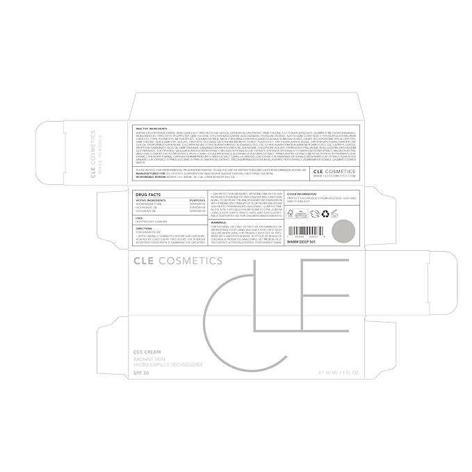 CLE Cosmetics CCC Cream (Warm Deep 501 / SPF 30) - Color Correcting With Sunscreen - Lightweight, Hydrating Foundation - BB & CC Hybrid - Light to Medium Coverage - 1 fl oz