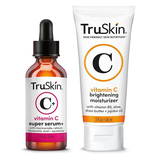 TruSkin Super C Duo with Vitamin C Plus Super Serum for Face, 1 fl oz & Vitamin C Brightening Moisturizer, 2 fl oz – Anti Aging Skin Care Gift Set for Hydrated, Smooth & Firmer-Looking Skin