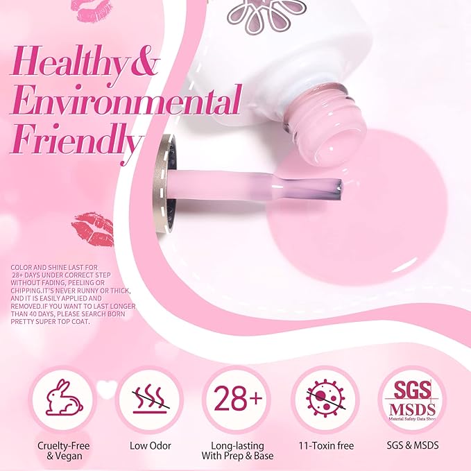 Born Pretty Pastel Gel Nail Polish Set Spring Summer Macaron Candy Sweet Color Gel Polish Easter Soft Pink Yellow Purple Blue Green Colors Collection 7ML 6PCS Nail Art Gift Box