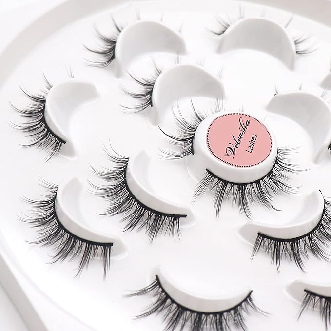 Veleasha 5D Faux Mink Lashes - Luxurious Manga Spike Lashes, 7 Pairs Pack