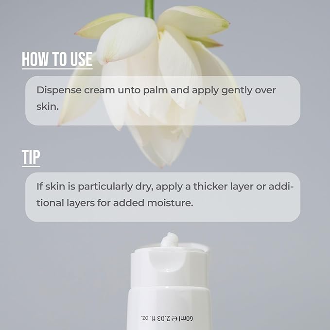 ROVECTIN Calming Lotus Water Cream - Lightweight Face Moisturizer for Oily, Combination Skin | 75% Lotus Water Extract For Skin Purifying, Anti-Aging | Vegan Korean Skincare (2.03 fl.oz) [2 Pack]