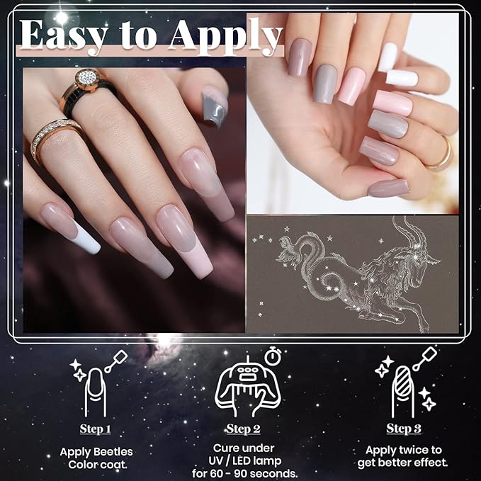 Beetles Nude Gray Gel Nail Polish Set, 6 Colors Nude Neutral Gel Polish Pink White Beige Grey Gel Polish Brown Taupe Gel Nail Polish Elegant Nail Art Manicure Kit Gifts for Women