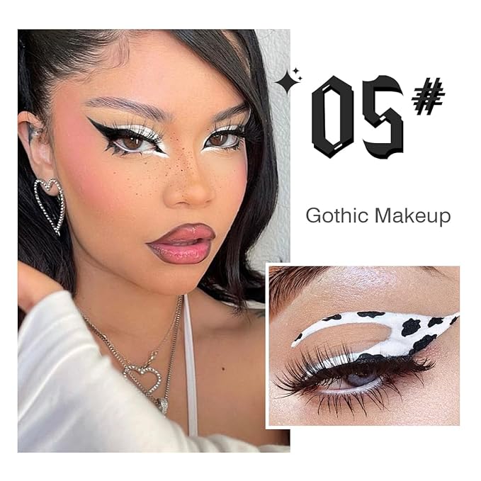 Goth Makeup Palette, Black White Duo Matte Pressed Powder Eyeshadow Palette for Smoky Gothic Makeup, High Pigmented Long Last Concealer Foundation Pallet for Halloween Skeleton Clown SFX Costume Joker