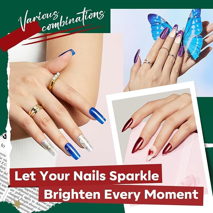 modelones Nail Polish Set, 12 Colors Winter Sparkle Dark Green Red Glitter Silver Champagne Burgundy Gold Nail Polish Set Quick DIY Finger Nail Polish Manicure DIY Nail Art Salon Home Gift