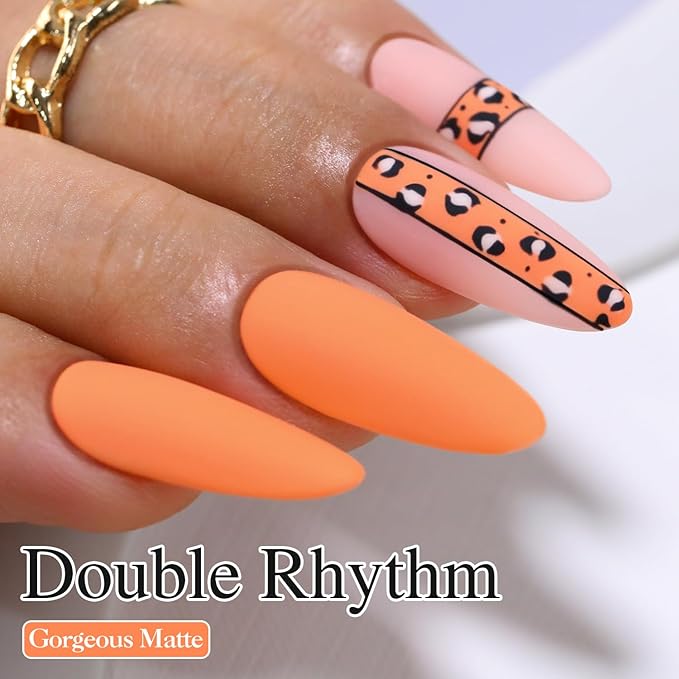 Double Rhythm 15ML Gel Polish Pure Sheer Same Color Same Bottle Soak Off Gel Polish Nail Art Manicure Salon DIY at Home for Women (Milky Orange-A1394)