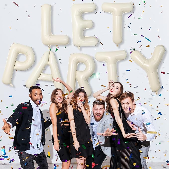 40 Inch Cream Letter Balloon, Big Alphabet J Foil Word Beige, Large Inflatable Name White Decor, Mylar Helium Custom for Women Birthday Party Decoration