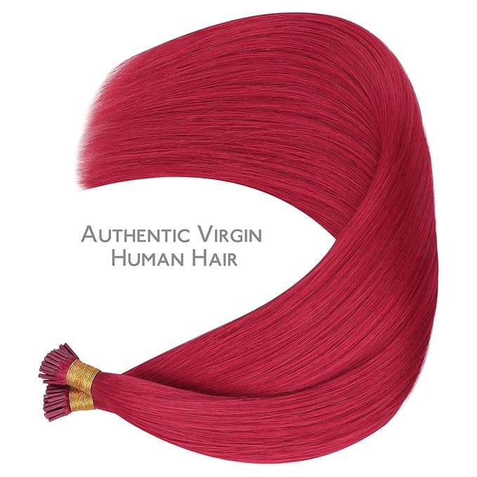 WENNALIFE I Tip Hair Extensions Real Human Hair, 100g 200s 16 Inch Red Remy Itip Human Hair Extensions Invisible Itips Straight I Tips Cold Fusion Extensions
