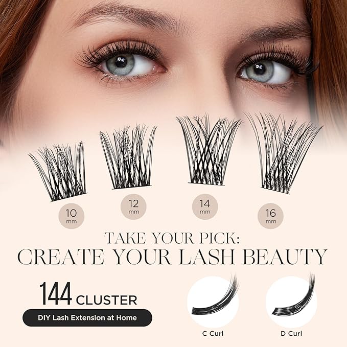 PopUp Lash Clusters, DIY Eyelash Extensions Mega Volume Individual Lashes Eyelash Clusters Extensions Wispy Lashes Cluster DIY at Home(703)