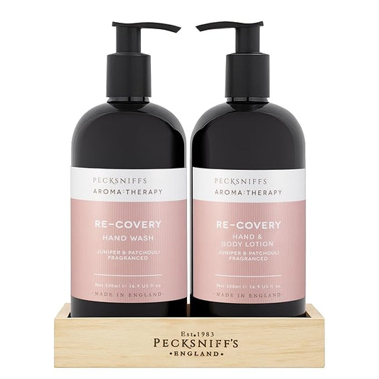 Pecksniff's Aroma:Therapy Re-Covery Duo Caddy, 500 ml/16.9 fl oz Hand Wash and 500 ml/16.9 fl oz Hand & Body Lotion