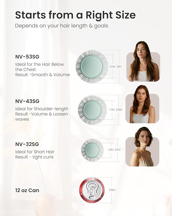 AIMIKE NaturaVol Round Brush for Blow Out, Large Round Hair Brush Nano Thermal Ceramic & Ionic Tech, for Blow Drying & Salon-like Styling at Home, Maximum Volume and Shine- 3”Overall Dia for Long Hair