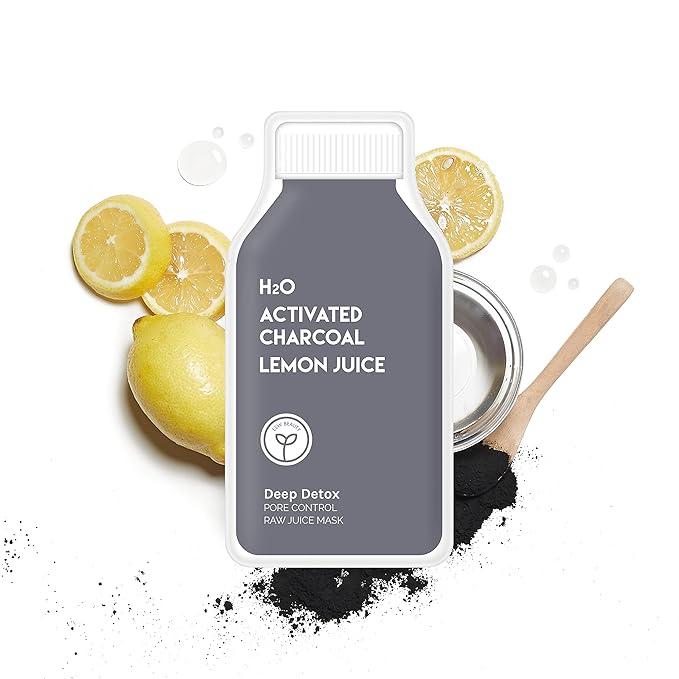 ESW Beauty Deep Detox - Pore Control Raw Juice Face Mask (6-Pack) - Clarifying with Activated Charcoal, Lemon Juice & H2O for Acne-Prone Skin - Detoxifies & Minimizes Pores