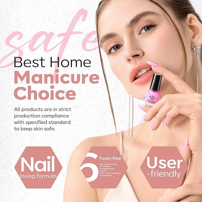 modelones Nail Polish Set, 6 Colors Jelly Nail Polish 2025 Translucent Pink Red Nude Orange Glitter Quick Dry Fingernail Polish Salon Home DIY Manicure Kit Mothers Day Gifts for Women