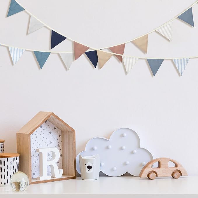 VitalCozy 17 ft Pennant Banner Flags, 2 Pcs Nursery Garland Triangle Bunting Flag Double Side Baby Banner for Boho Decor Baby Shower Birthday Wedding Party Event, Each 8.5 ft(Elegant Colors)