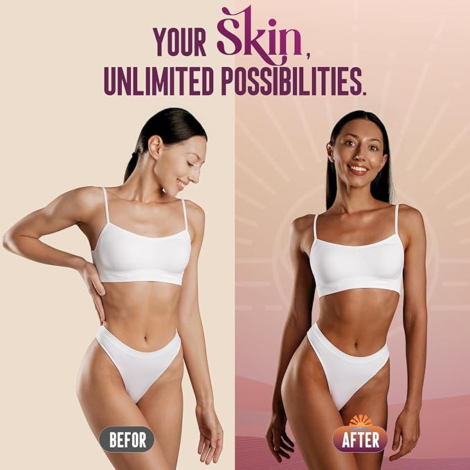 Self Tanner Mousse Kit - 250mL XL & Mitt & Strap | 1-Hour Express Dark Bronze + Plant 30% DHA for Long-Lasting Tan | No Orange Tones, Streak-Free & Odorless | Natural Sunless Glow