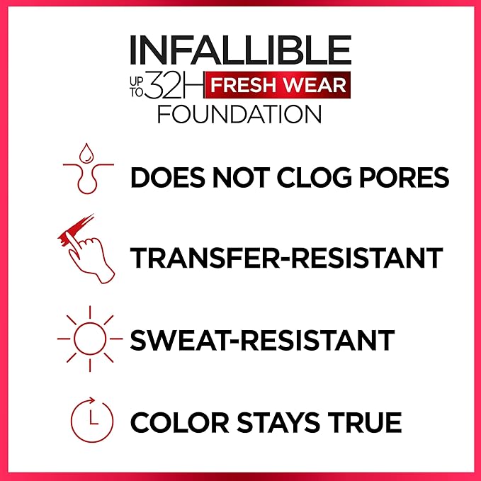 L'Oreal Paris Makeup Infallible Up to 32 Hour Fresh Wear Lightweight Foundation, 487 Warm Almond, 1 Fl Oz, Packaging May Vary