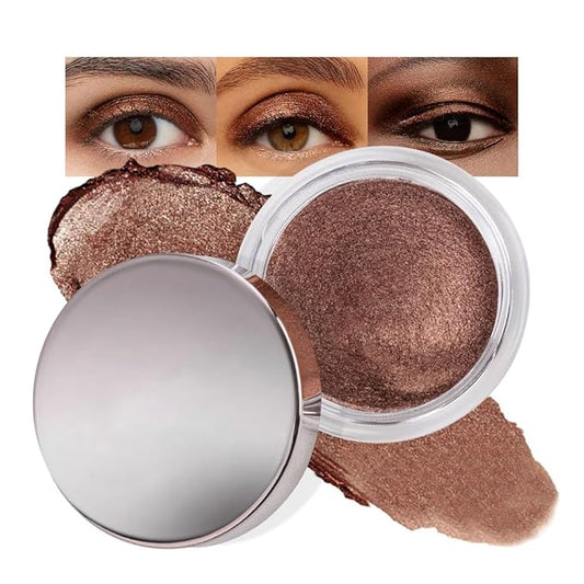 Cream Glitter Brown Shimmer Metallic Eyeshadow Palette Makeup, Natural Single Mini Instant Holographic Eyeshadow For Women, Sombras Crema Para Ojos, Talc, Paraben & Cruelty Free