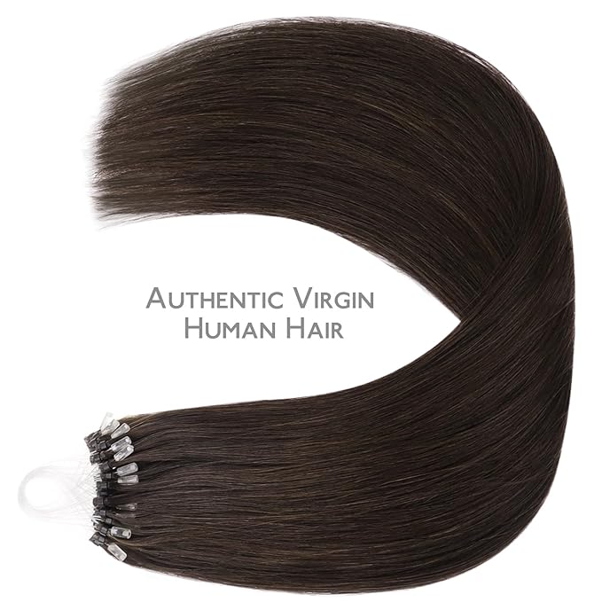 WENNALIFE Microlink Hair Extensions Human Hair, 50g 50s 24 Inch Light Dark Brown Remy Micro Bead Hair Extensions Real Human Hair Micro Link Micro Loop Micro Ring Hair Extensions Invisible Straight