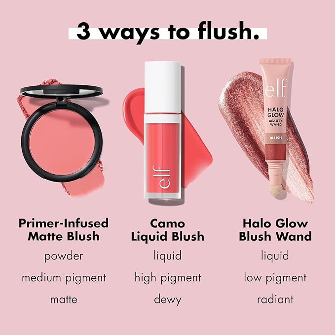 e.l.f. Primer-Infused Matte Blush, Long-Lasting, Lightweight & Buildable Powder Blush, Delivers A Matte Finish, Vegan & Cruelty-Free, Always Vibrant