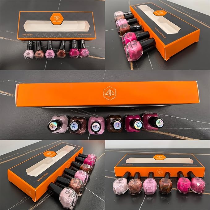 modelones Pink Nail Polish Set, Red Cat Eye 6 Colors Quick Dry Mini Finger Long Lasting Fast Drying DIY Manicure Kit Nail Art Home Salon Valentine's Day Gifts for Women Girl