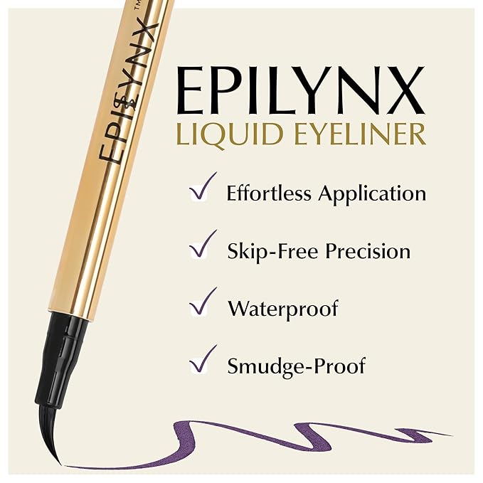 EPILYNX Waterproof Eyeliner - Smudge-Proof Liquid Eyeliner Pen with Precision Tip for Smooth, Long-Lasting Application - Vegan, Hypoallergenic & Gluten-Free Eye Liner - 2mL Purple