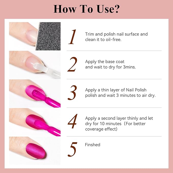 Matte Nail Polish, Air Quick Dry, Hot Pink Nail Lacquer Matte Finish, High Pigmented Long Lasting & Fast Drying Velvet Nail Polish For Nail Art, Mist Effect 12ml