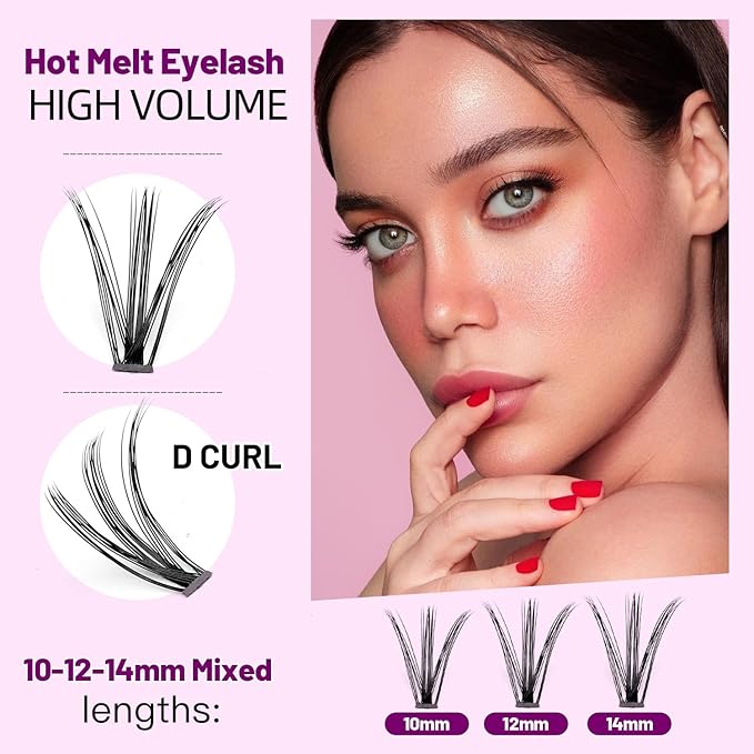 20D Cluster Eyelashes Mixed10-12-14mm/11-13-15mm/12-14-16mm/16-18-20mm Individual False Eyelashes Thickness 0.07mm D Curl Makeup Volume Eye Lashes 200 PCS (10-12-14mm)