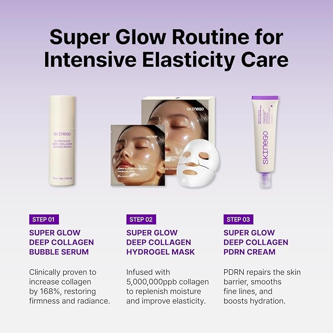 Super Glow Deep Collagen Hydrogel Mask 1.48 oz × 4 Sheets, 5,000,000ppb Hydrolyzed Collagen, Elasticity, Wrinkle Care & Radiance, Overnight K-Beauty Mask (4 Count (Pack of 1))