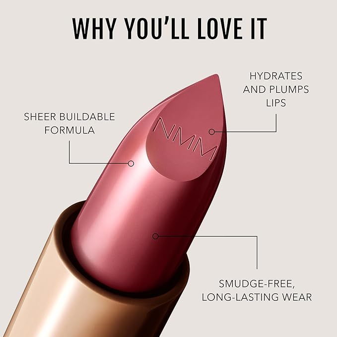 No Makeup Makeup Crème Classic Lipstick, Foolproof Sheer-to-Bold Formula Delivers Long-Lasting Hydration and Buildable Color, Lightweight Satin Finish, Made with Skin-Loving Ingredients, Plum 01