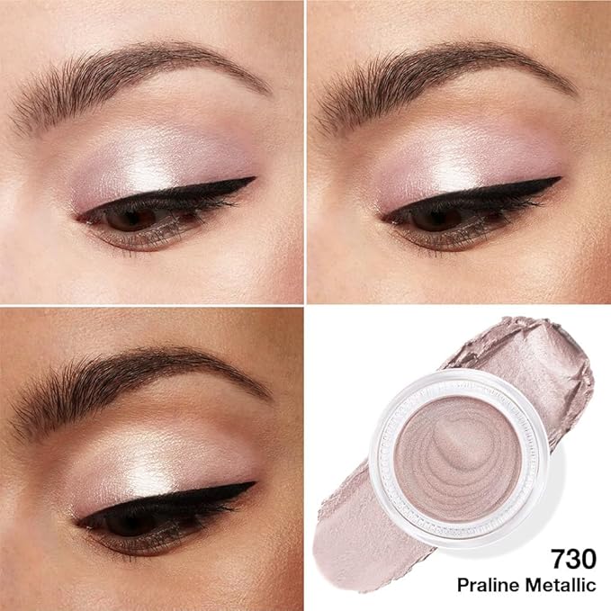 Cream Glitter Light Champagne Shimmer Metallic Eyeshadow Palette Makeup, Mini Instant Holographic Eyeshadow For Women, Sombras Crema Para Ojos, Talc, Paraben & Cruelty Free, 730